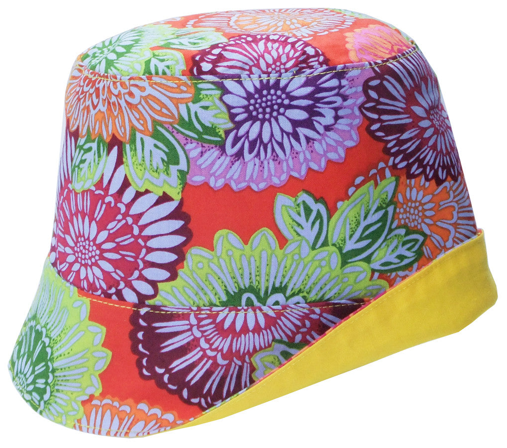 girls reversible summer hat in persimmon by Red Thread Design