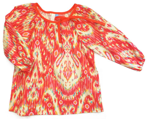 Slip-on cotton blouse - Ikat (40% OFF)