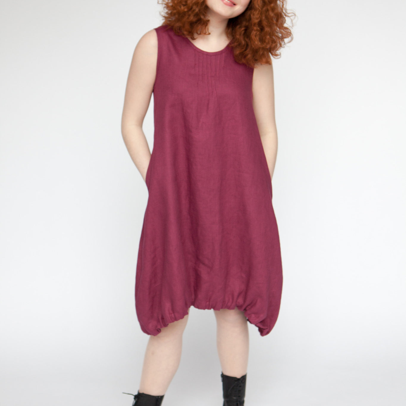Red Thread's Linen Pintuck Dress for women, ethically made in Canada