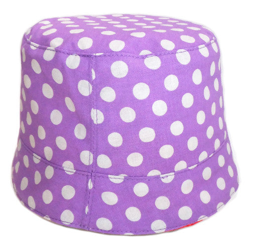 purple polka dot reversible summer hat by Red Thread Design
