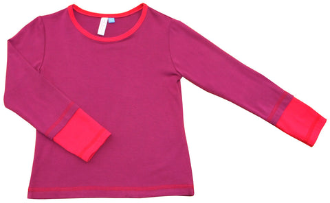 Organic Cotton Two-Tone Top in Fuschia/Hot Pink (70% OFF)