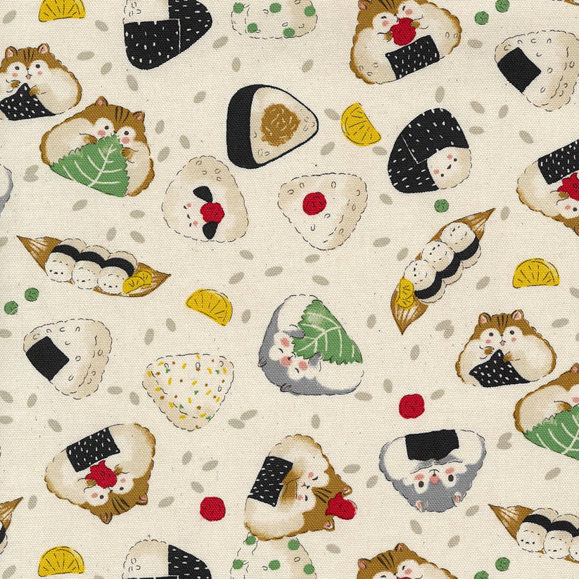 Cute hamster onigiri fabric kokka japan