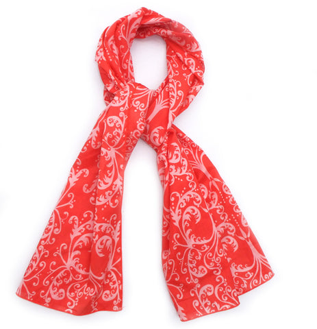 Cotton Voile Scarf in Coral