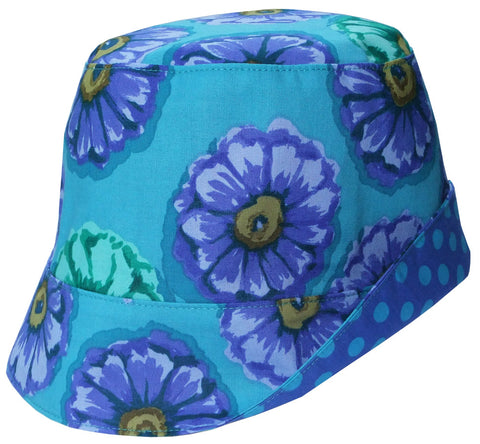 girls reversible summer hat in ocean blue by Red Thread Design