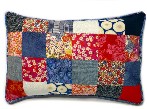 Patchwork Pillow - Blues and Reds 1