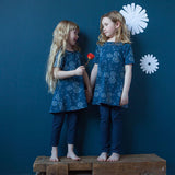 Navy dandelion tunics, handmade in Canada by Red Thread