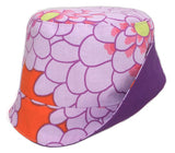 Floral girls hat with purple reverse from Red Thread Design