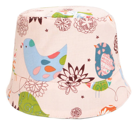 girls reversible summer hat in spring birds by Red Thread Design