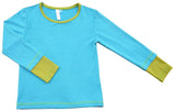 Organic Cotton Two-Tone Top in Aqua/Pear